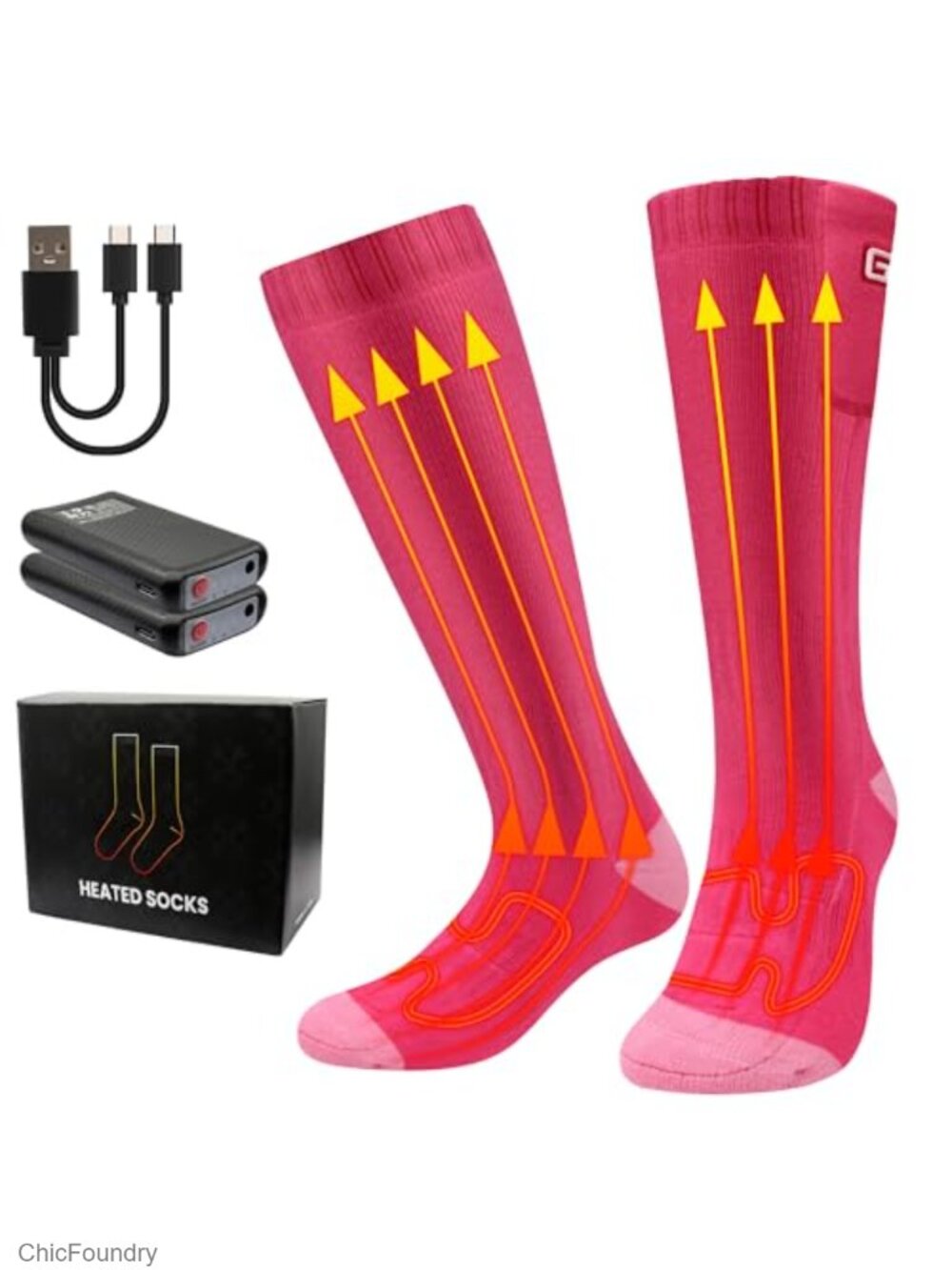 Rechargeable Heated Socks 3 Heat Settings Washable Women's Athletic Socks